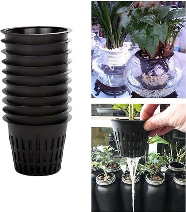 Кошик для посадки водних культур, пластикові гідропонні горщики для рослин, гідропонні кошики з пластику, придатні для гідропонних посадок і безґрунтового вирощування на садових балконах, 20 шт.