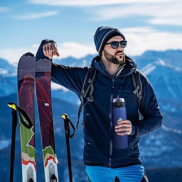 Термос 1 л, герметичний термос, ізольована пляшка без бісфенолу А, пляшка з нержавіючої сталі для спорту, школи, фітнесу, активного відпочинку, кемпінгу, 1000 мл, темно-синій