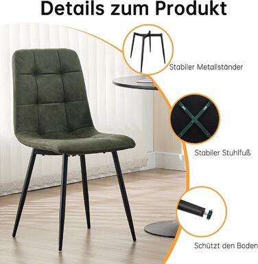 Обідні стільці, комплект з 4 шт. , кухонні стільці з металевою основою, для їдальні, вітальні, кухні, спальні та зони прийому гостей - Green 4 Green