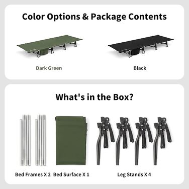Кемпінгове ліжко Naturehike, надлегке похідне ліжко, портативне розкладне ліжко, міцне з сумкою для перенесення, кемпінговий шезлонг для наметів, для пішого туризму, дому, походів, офісу, ліжко для обідньої перерви, чорне, оновлене