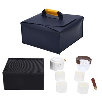 Чайний набір у стилі Гунфу, портативний керамічний набір для чаювання, темно-зелений колір. Включає чайник, чашки та контейнер для чаю.