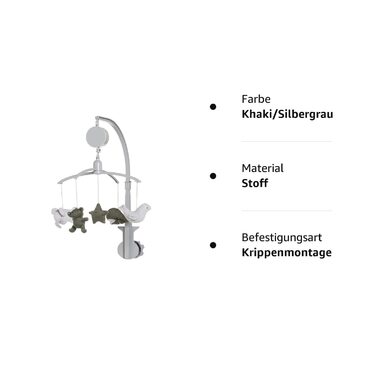 Мобіль Baby's Only Music Mobile Baby Animals, в'язані фігурки, Old Pink