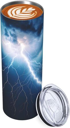 Кружка з прямою трубочкою, 590 мл, з принтом блискавок, підходить для кемпінгу, офісу та дому.