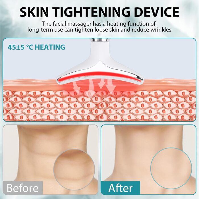 Масажер для обличчя проти зморшок, 3-в-1 пристрій для краси обличчя, 45 V Face Beauty Meter пристрій для обличчя для підтяжки та підтяжки шкіри, EMS масаж обличчя для жінок чоловіків V Shape Face пристрій