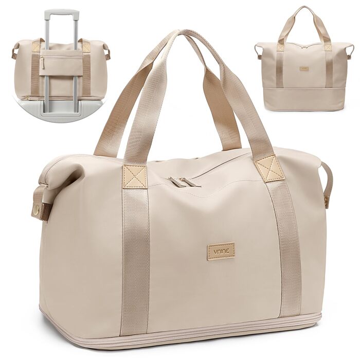Жіноча дорожня сумка VNINE, ручна поклажа, спортивна сумка, сумка для вихідних, розширювана сумка для плавання, водонепроникна дорожня сумка, лікарняна сумка, сумка для пологів, бежевий колір