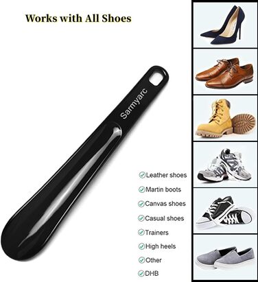 И, пластиковий ріжок, 26 см, ріжок для взуття чоловіки, жінки, люди похилого віку та дітей, портативний для подорожей, чорний/червоний, 1 розмір, 2 шт.