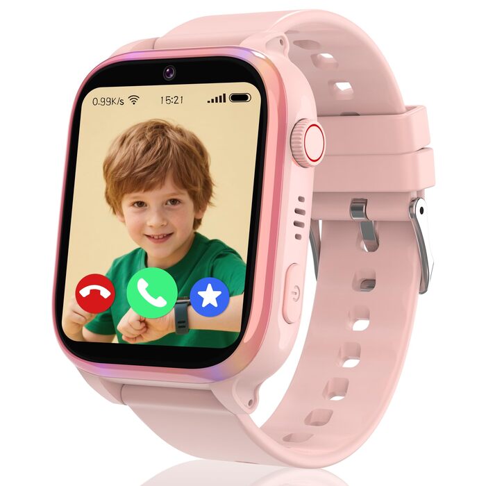Смарт-годинник для дітей, дитячий смарт-годинник IP68 з GPS та телефоном, HD відеодзвінок, виклик SOS, шкільний режим, ігри, будильник, SIM-карта, мобільний телефон, водонепроникний смарт-годинник, подарунки для дівчаток та хлопчиків, рожевий, 4G