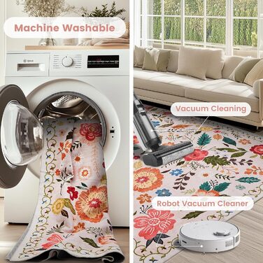 Килим для передпокою, який можна прати, доріжка з коротким ворсом, вінтажний квітковий візерунок, низький ворс, килим для вітальні, м&39який килимок для приліжкової підлоги, килимок/декор/спальня/дитяча кімната, 80x150 см, бежевий/рожевий, прямокутний 80 