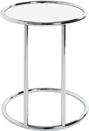 Журнальний столик HAKU Furniture, хром, метал, безпечне скло - Розміри В 55 см x Ø 45 см, Стиль Сучасний В 55 см x Ø 45 см Хром