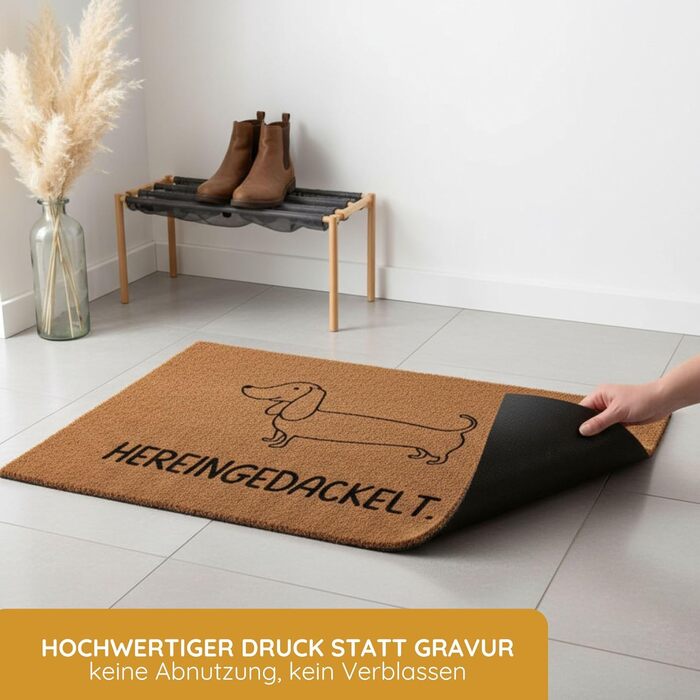 Персоналізований килимок для дверей з кокосового волокна, весільний подарунок, індивідуальні весільні подарунки, подарунки на новосілля та переїзд з індивідуальним ім&39ям (Hereingedackelt, 40x60 см) Hereingedackelt 40 x 60 см (Прямокутний)