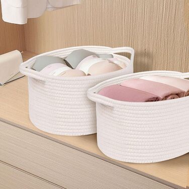 Кошик для зберігання OUTBROS, кошик-органайзер, плетений кошик, декоративна плетена коробка для зберігання, багатоцільовий контейнер-органайзер, що штабелюється, білий, 3 шт., білий, розмір L