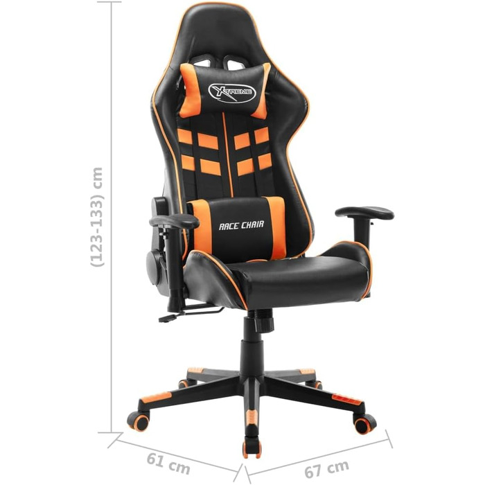 Геймерське крісло, чорно-помаранчева штучна шкіра