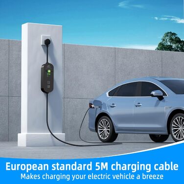 Тип 2 зарядний кабель Schuko, 3.5KW 6-16A Портативний зарядний кабель EV Зарядні пристрої з керованим цифровим дисплеєм для електр