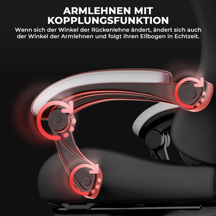 Ергономічне ігрове крісло з поперековою опорою та підголівником, регульоване по висоті ігрове крісло із синхронізованими підлокітниками, комп&39ютерне крісло для дорослих та підлітків, витримує вагу до 136 кг, чорно-біле