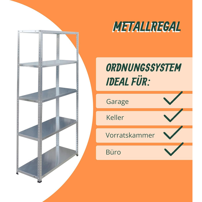 Полиця для зберігання Relaxdays, сталь, ВШХ 150x75x30 см, 200 кг, 5 полиць, для підвалу, гаража та майстерні, надміцна полиця, сріблястий колір
