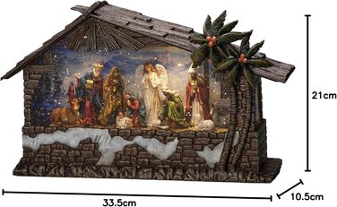 Світлодіодний водяний ліхтар Konstsmide, Вертеп, коричневий, наповнений водою, таймер 5 годин, 3 теплих білих світлодіоди, працює від батарейок та USB, для приміщень - 4286-000