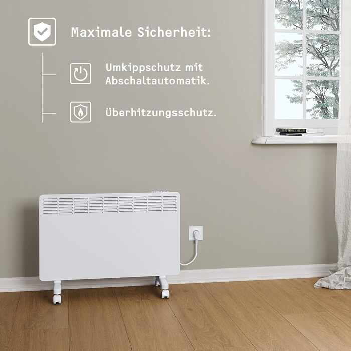 Електричний конвектор STIEBEL ELTRON для приміщень до 25 м, 2 кВт, з електронним керуванням, LC-дисплеєм та роликами, сертифікований TV, енергоощадний (204451)