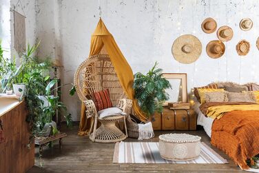 Пуф-табурет MARRAKESCH з бавовни, включаючи наповнювач, кругла підлогова подушка ø 50 см як східний декор (бежевий - білий)