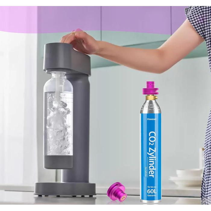 Адаптер Homewit CO2 Quick Adapter, сумісний з виробником блискучої води Duo/Terra/Art/E-Duo/Crystal 3.0/Gaia, швидкий адаптер для балонів CO2 об'ємом 60 л з трапецієподібною різьбою TR21-4, адаптер з 1 прокладкою