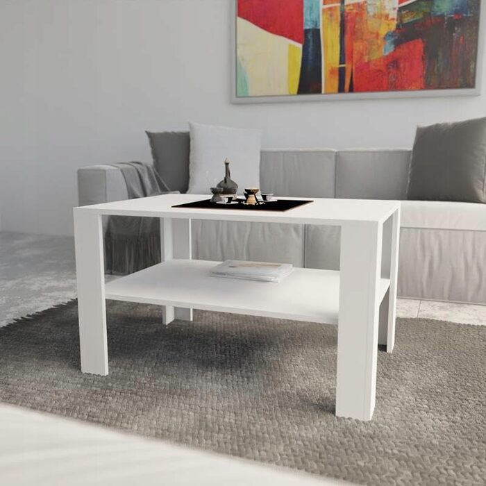 Сучасний журнальний столик MATKAM Ш100 x Г68 x В60 см, мінімалістичний дизайн для вашого дому, високоякісне виготовлення, легке складання (білий)