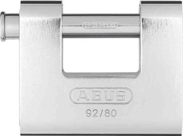 Замок навісний ABUS Monobloc 92/80 (сріблястий) - 8521 - з однаковим ключем - латунний корпус з сталевим покриттям - для автоматів, ролетних решіток та іншого - з потовщеним ригелем - рівень безпеки ABUS 8 - 80 мм, один ключ