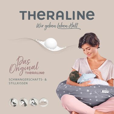 Подушка Theraline The Original для вагітних та годування грудьми 190 см подушка для сну на боці, подушка для годування грудьми з намистинами вкл. чохол для подушки для годування, капучино, звичайна бавовна, капучино