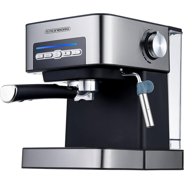 Кавоварка Steinborg Машина для портафільтра 15 бар Кавоварка з портафільтром з піноутворювачем молока Машина для капучино Резервуар для води об'ємом 1,6 літра