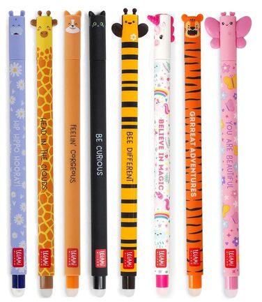 Набір із 8 гелевих ручок-гумок, ручки, що стираються, ручки зі стираним чорнилом, гелеві ручки, що стираються без використання паперу, наконечник 0,7 мм, різні кольори чорнил та візерунки з тваринами