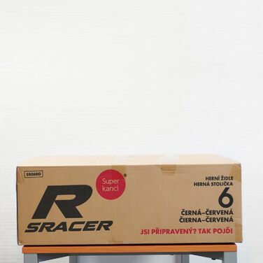 Тканинне ігрове крісло SRACER R6, ігрове крісло до 130 кг, гоночне крісло з підголівником, з поперековою опорою, з 2D підлокітниками, чорно-червоне