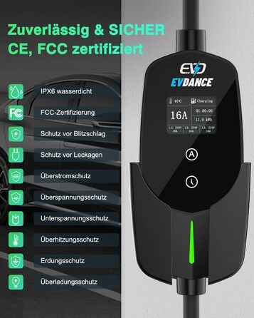 М 3-фазний 6-16A зарядний кабель типу 2 CEE 16A до типу 2 з регульованою потужністю зарядки для електромобіля чорний 11kW16A, 11kW