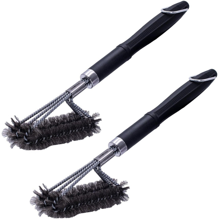 Щітка для гриля Grillfrst Premium зі щетиною з нержавіючої сталі та ручкою, що загвинчується, 45 см - щітка для чищення гриля, щіт