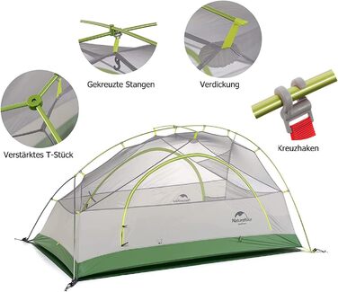 Намет для походів Naturehike Star Trails EXT, надлегкий кемпінговий намет на 1 особу, водонепроникний намет для пригод на свіжому повітрі, компактний дизайн із сумісністю з автомобілем, 20D Bud Green