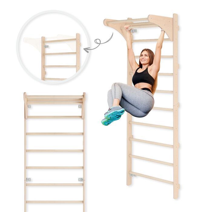 Скелелазний валик з турніком для дорослих (230 см), дерев&39яний скелелазний валик, багатофункціональне фітнес-обладнання, драбина для скелелазіння для дорослих та дітей, 100 ЕКО, Зроблено в ЄС