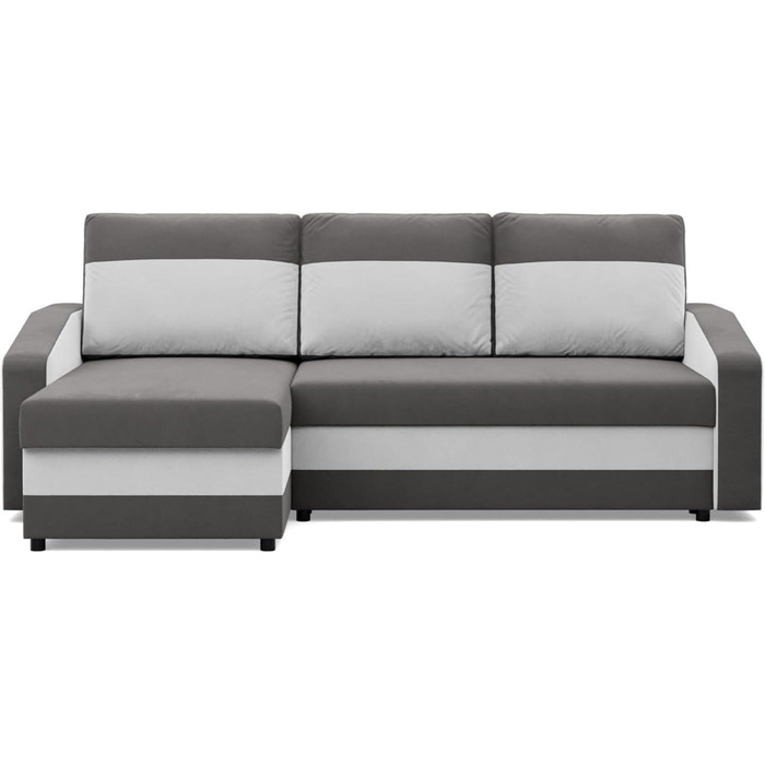 Кутовий диван з функцією сну та ящиком для зберігання Orion, Універсальний кутовий диван, L-подібний диван (ШxГxВ) 231 x 140 x 85 см, диван для вітальні, кутовий диван, сірий білий (Micro 27 Micro 31)