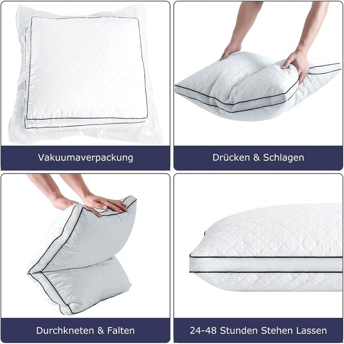 Подушки 80x80 см, комплект з 2 шт. , ортопедичні подушки для сну на боці з преміальним наповнювачем, дихаюча подушка для шиї, для сну, сидіння, ліжка, дивана, для алергіків, м&39які та підтримуючі, можна прати, чорно-білі, 80 x 80 см, 2 шт. и