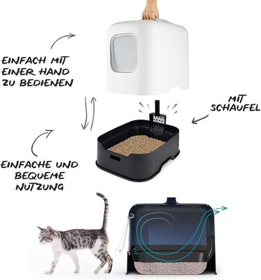 Лоток для котячого туалету Rotho MyPet Biala з кришкою та совком, пластик (перероблений ПП), білий, (51,0 x 39,5 x 44,3 см)