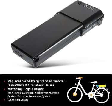 Акумулятор SEASON для електровелосипеда Pedelec 36V 10.4Ah / 14Ah Замінний акумулятор Літій-іонний акумулятор для електровелосипедів Pedelec від Ansmann Aldi MIFA (без корпусу акумулятора) 36V10.4Ah - БЕЗ зарядного пристрою
