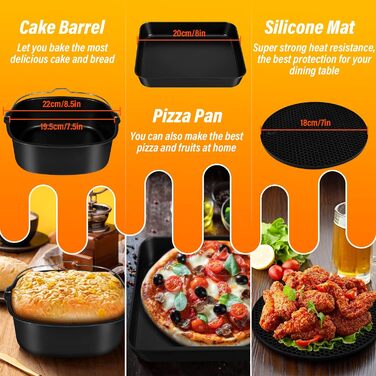 Аксесуари для фритюрниці, Аксесуари для фритюрниці з 9 предметів, Набір аксесуарів для фритюрниці, Аксесуари для фритюрниці, Аксесуари для фритюрниці з гарячим повітрям для фритюрниці 5.5 л