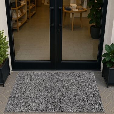 Ультралюксний міцний килимок для дверей, що вловлює бруд, нековзний дренажний вхідний килимок 80 x 50 см вініловий килимок з рулону, брудо- та пилозахист, скребок для вулиці без підкладки та краю, чорно-білий 50 x 80 см (прямокутний)