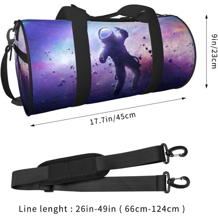 Спортивна сумка для подорожей, сумка-дорожня, з принтом космонавта, на нічліг, чорна, універсальний розмір, дорожня сумка