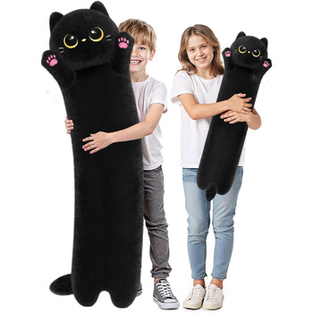 Подушка довга Mewaii Кіт чорний, 51 см, пуховий бавовна