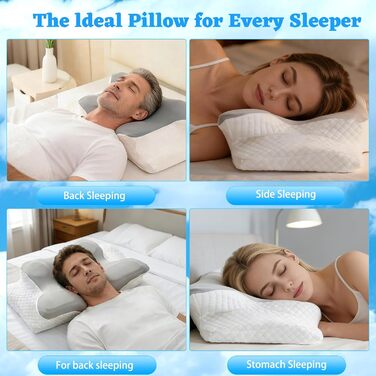 Ортопедична подушка для шиї з піни з ефектом пам&39яті, ергономічна подушка від болю в шиї, подушка з піни з ефектом пам&39яті для сну на боці, спині та животі для покращення якості сну