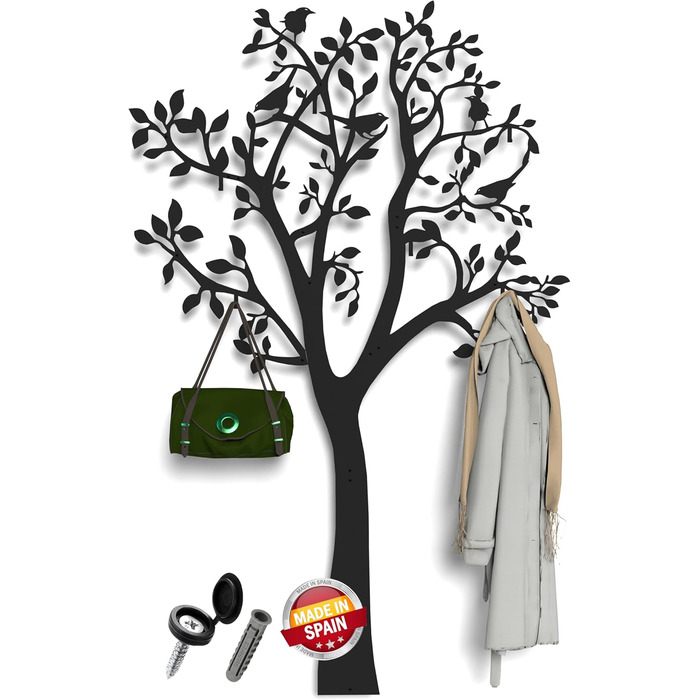 Вішалка настінна чорна метал 170х107см гачки для одягу 7 шт. меблі для передпокою вішалка дерево дизайн гачки для одягу вішалка чо