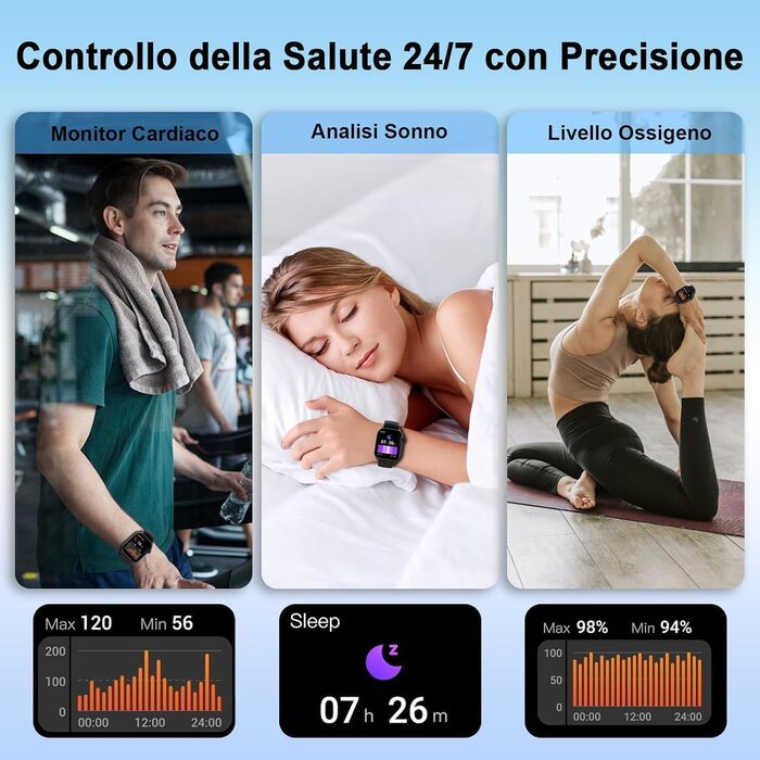 Розумний годинник для чоловіків та жінок, 1,96-дюймовий HD-розумний годинник із функцією телефону, фітнес-годинник із понад 113 спортивними режимами, водонепроникний IP68, спортивний годинник із серцевим ритмом, монітором сну та крокоміром, для Android та