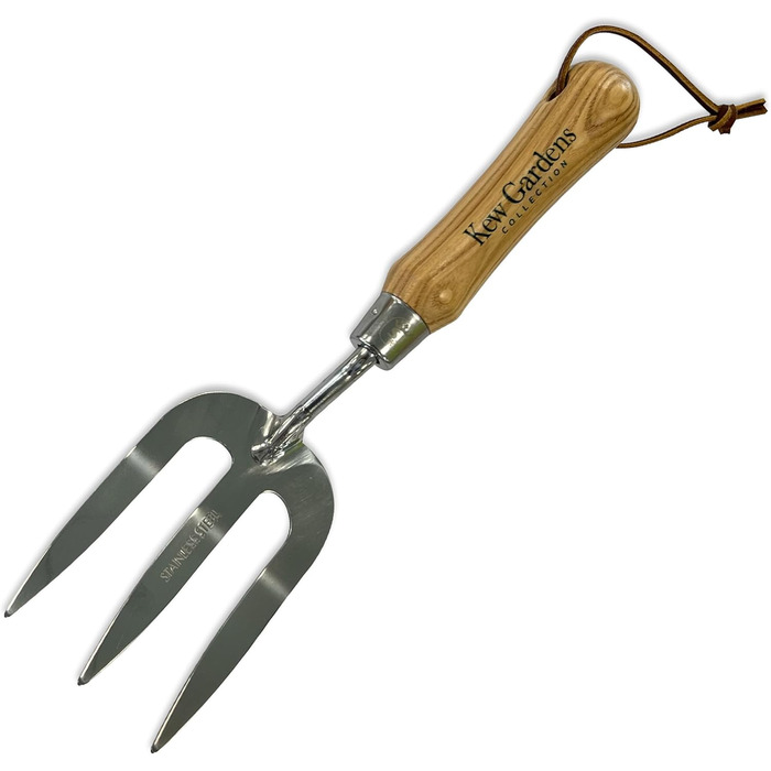 Набір садового інструменту Spear & Jackson 3057KEW Кью Гарденс 3 предмети совок для розсади, вила для видалення бурянів та культиватор з ручками з твердої деревини з сертифікацією FSC та нержавіючою сталлю.