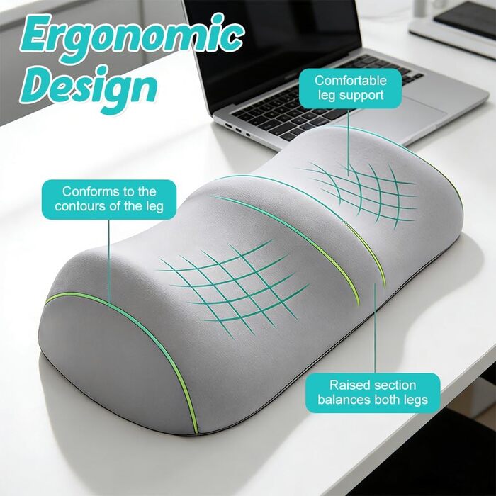 Подушка для колін, подушка для підняття ніг, подушка для ніг, подушка для колін для сну, ергономічна подушка з позиціонування з піни з пам&39яттю форми для колін та ніг (світло-сіра)