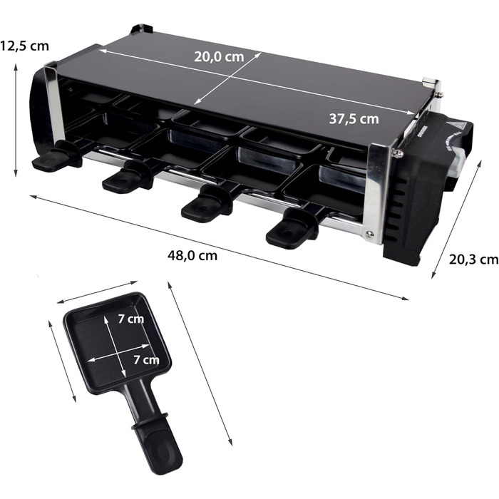 Раклет Syntrox Germany зі склокерамічною пластиною для гриля Design Glass для 8 осіб Grill RAC-1200W-Aarau