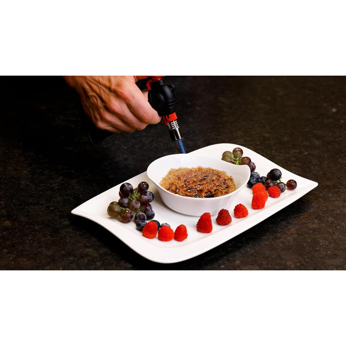 Пальник ROTHENBERGER Industrial - Crme Brle Gourmet, включаючи 2 запасні газові насадки Пальник Бунзена Кухонний пальник Паяльний пальник Робоча температура 450 Великий газовий балон з 2 газовими насадками