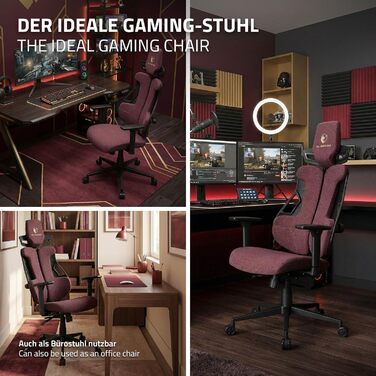 Ігрове крісло ML-Design, тканина, червоне, ергономічне офісне крісло, 3D підлокітники, підголівник, поперекова підтримка, індивідуально регульоване ігрове крісло, геймерське крісло, комп&39ютерне крісло, письмове крісло для домашнього офісу