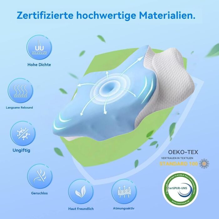 Подушка Seladi Airflow Pro - Подушка для шиї від апное сну - Ортопедична подушка від хропіння та апное - Підтримка шиї - Знімна та пральна - Ефективно покращує проблеми зі сном (Синя x 1)